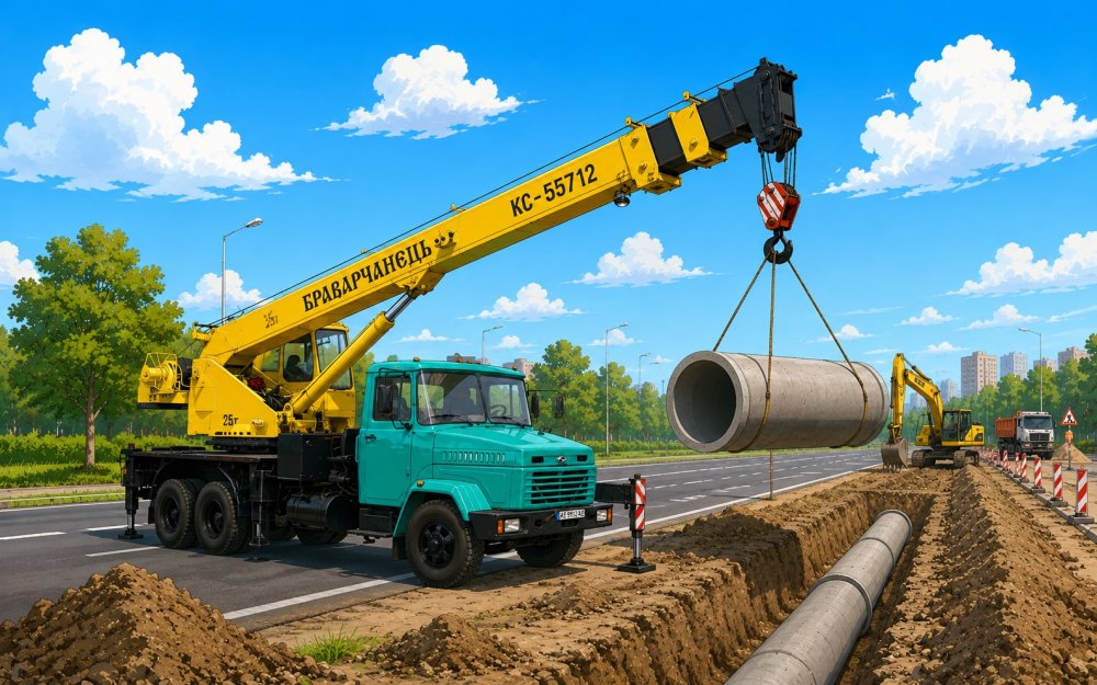 Дорожні та інфраструктурні роботи автокраном